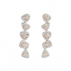 White and Rose Gold Diamond Drop Earrings 3.33ct G-H/VS